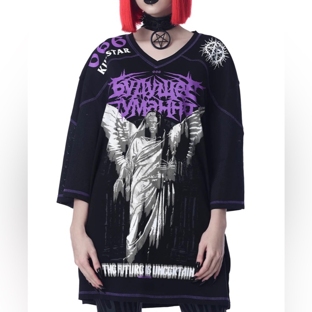 New Killstar Future Is Uncertain Jersey T-shirt Tee Black unisex Small Sm